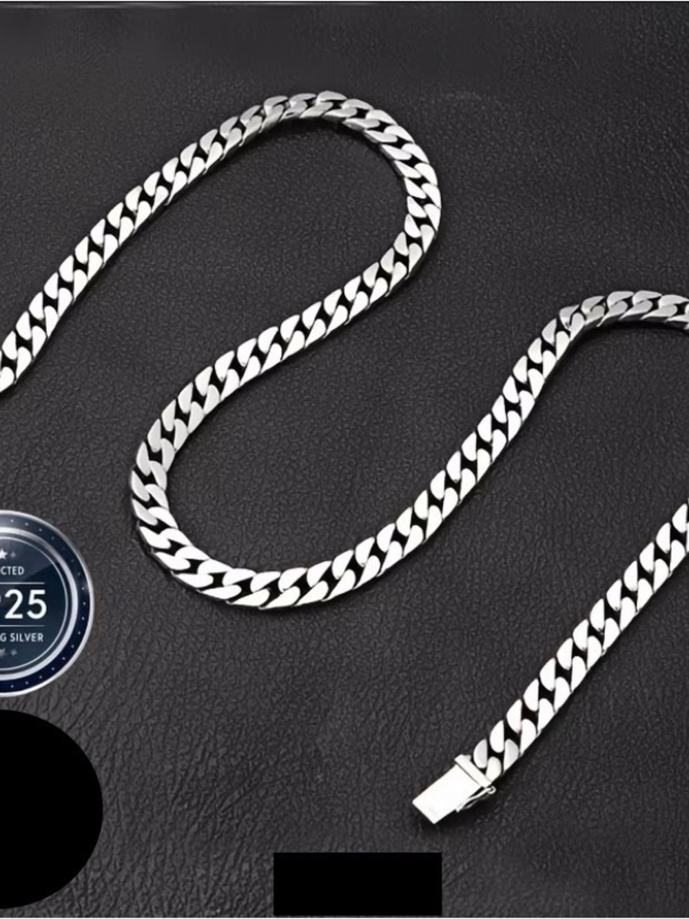 Men’s Solid 925 Sterling Silver Necklace Tick 7mm Cuban Link Chain
